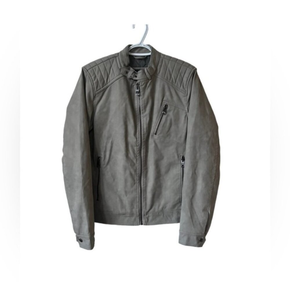 Guess NWT Mens Grey Quilted motorcycle drew suedes Jacket size XS - Picture 2 of 12